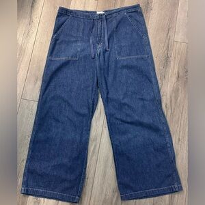 Women’s Calvin Klein Jeans Wide Leg CK Relaxed Fit Dark Blue XL